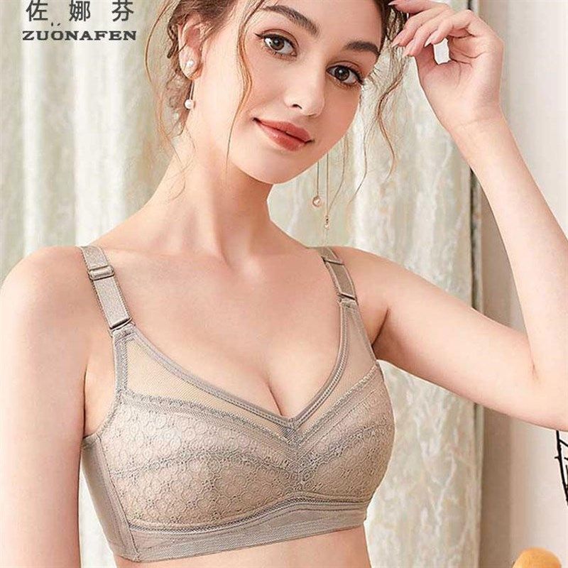 纯棉文胸内衣女夏薄款大胸显小无钢圈无海绵收副乳罩大码全棉夏季