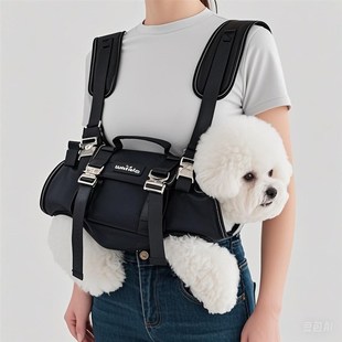 双肩横背宠物包狗狗外出背包中小型犬可牵引手提包骑行包便携轻便