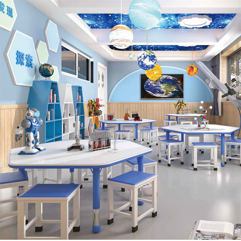 幼儿园桌椅儿童多功能科学w探险实验室配套桌椅玩具柜六边角桌椅