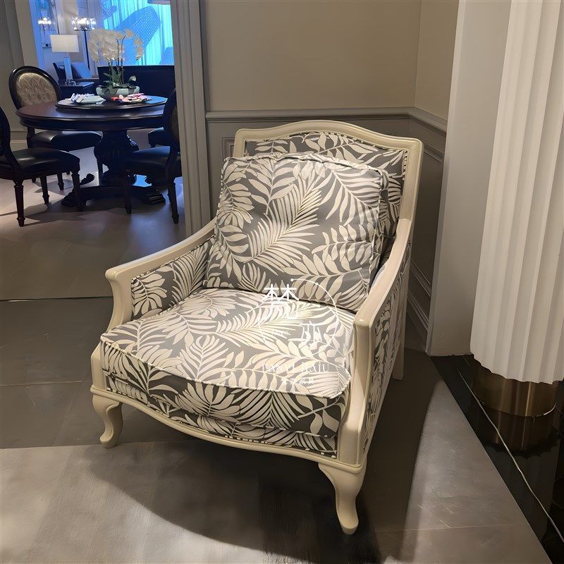 北美女王实木沙发美式沙发椅老虎椅单人沙发花布沙发椅卧室沙发,住宅家具,沙发椅,淘宝优惠券,粉丝福利购,淘宝优惠卷
