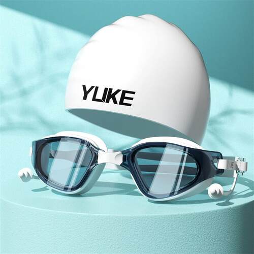 Swimming goggles and cap set 泳镜泳帽套装高清防雾防水大框