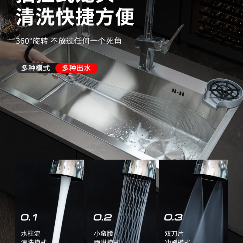 歌庭sus304不锈钢水槽大单槽厨房洗菜盆纳米枪灰色家用洗碗池