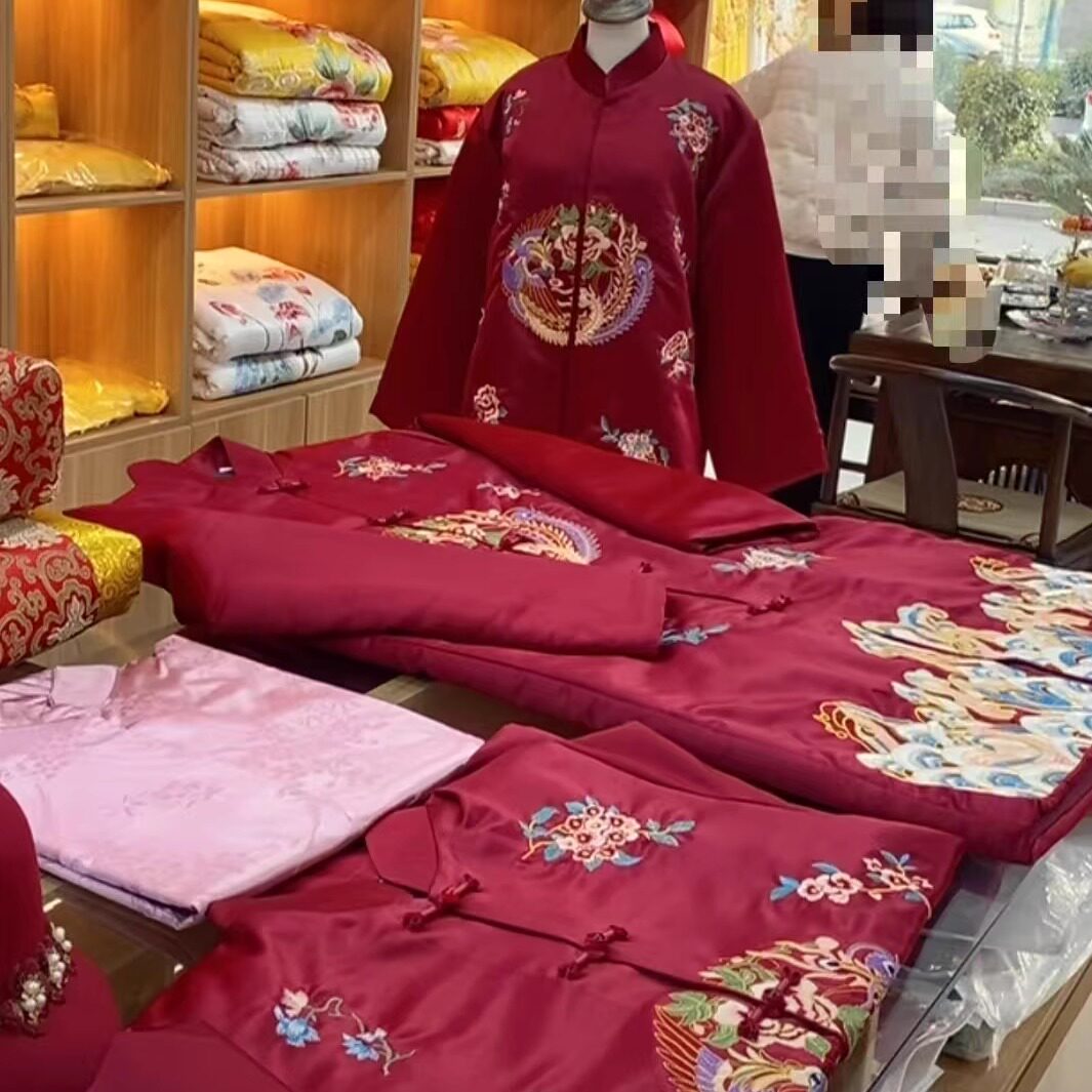 [增福增寿]高档女寿服真丝苏绣装老衣中老年冲喜百年服七件全套