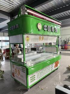 定做阶梯炸鸡熟食卤菜凉菜摆摊车展示柜不锈钢冷藏保鲜移动餐车柜