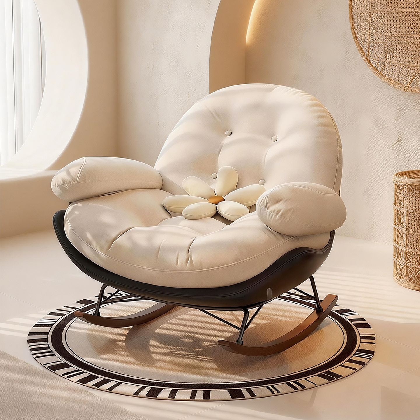 摇椅蛋壳躺椅家用阳台休闲摇摇椅单人客厅新款奶油风懒人沙发椅子