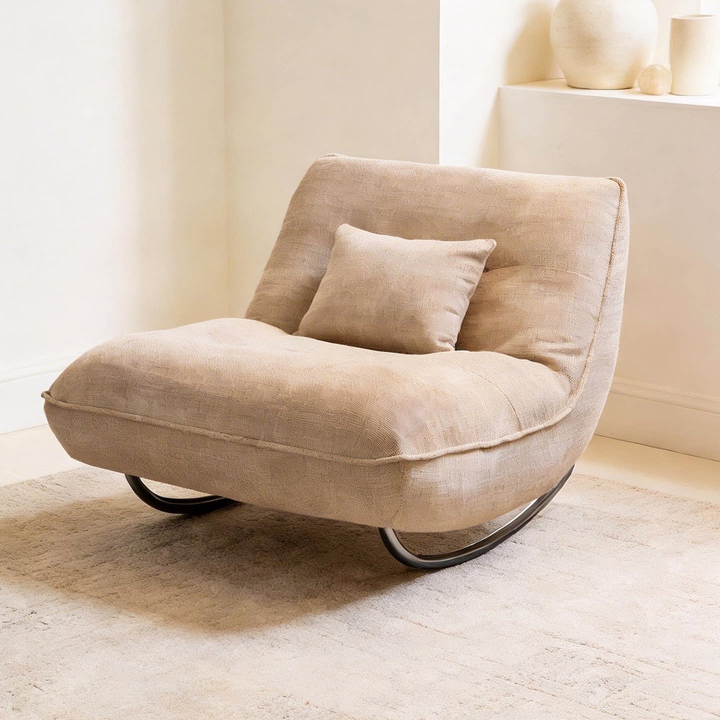 现代简约单人沙发摇椅客厅卧室休闲椅阳台懒人沙发可躺摇摇椅