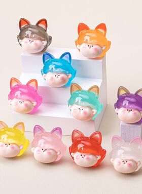 夜光小猫头李四萌粒树脂摆件