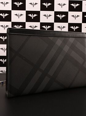 GA&BV男士手包男款手拿包奢侈品手抓包格子休闲时尚包包男大容量