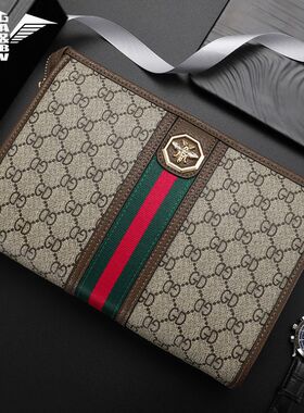 GA&BV男士手包男款正品商务手拿包奢侈品2025新款大容量手抓包潮