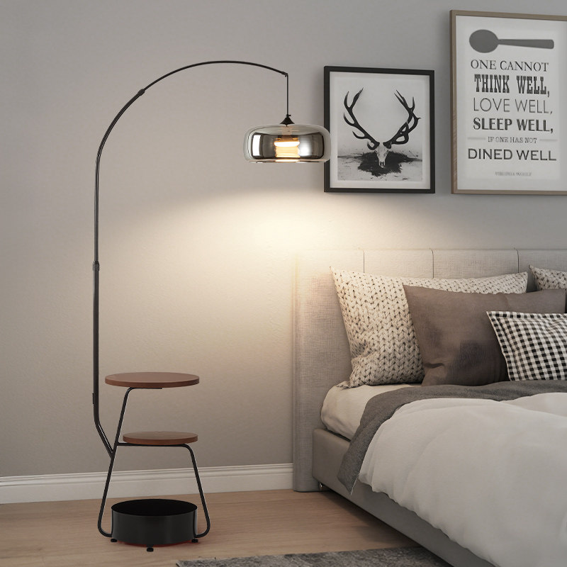 客厅沙发旁落地灯意式极简轻奢书房阅读钓鱼灯卧室床头柜台一体灯