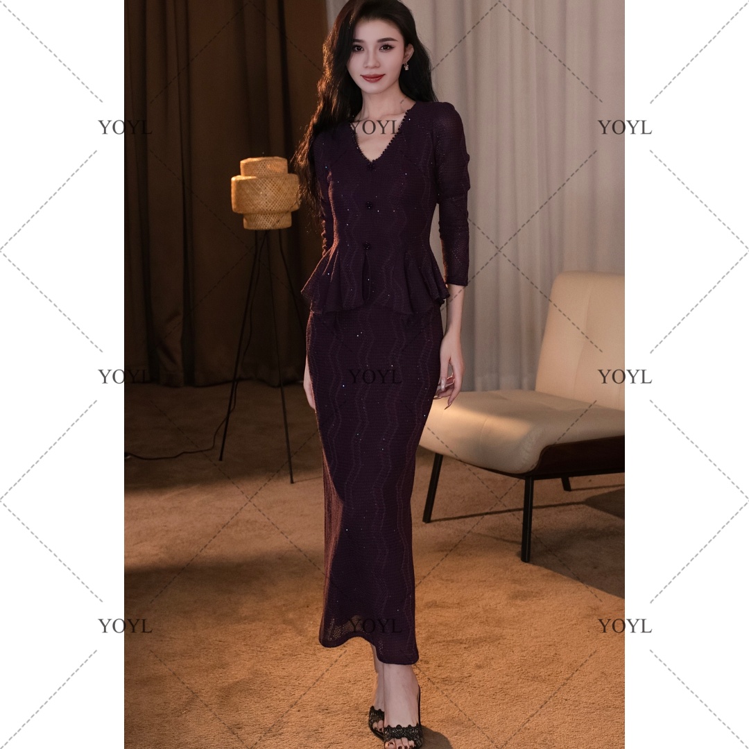 【yola】星迹秋季新款法式气质高级显瘦假两件直筒连衣裙-YL11858