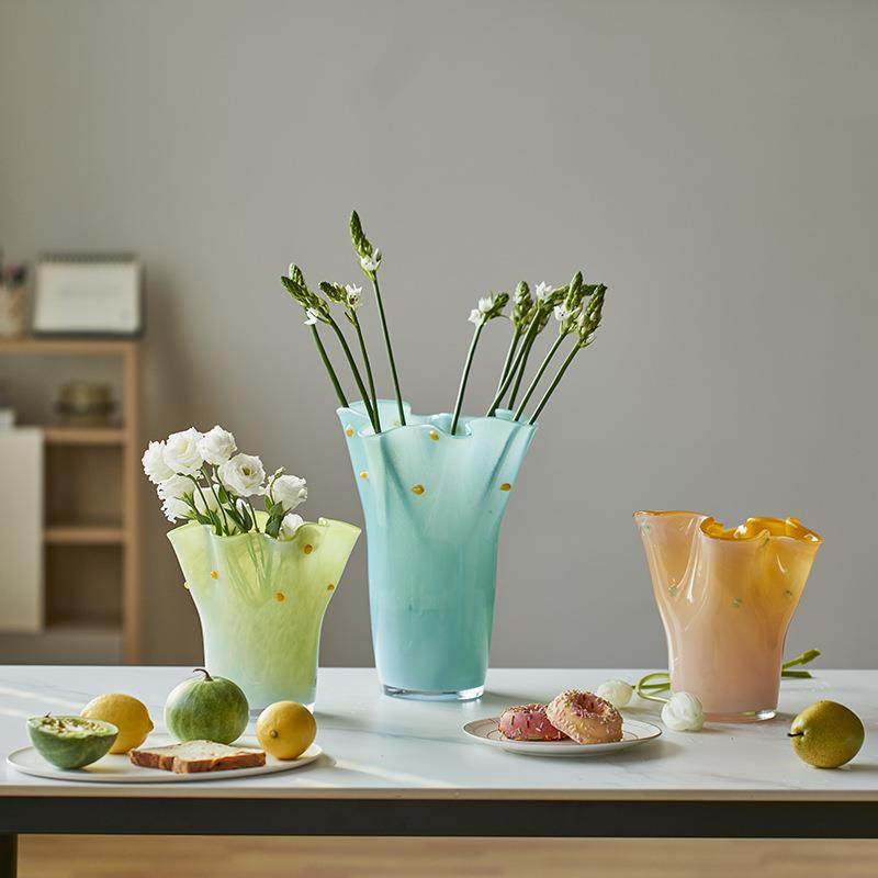 创意北欧褶子手工波浪口白菜玻璃花瓶家居软装台面水培果盘摆件,特色手工艺,其他特色工艺品,淘宝优惠券,粉丝福利购,淘宝优惠卷