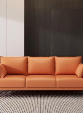 猫抓皮沙发小户型客厅简约双人三人北欧简易出租房服装店公寓橙色