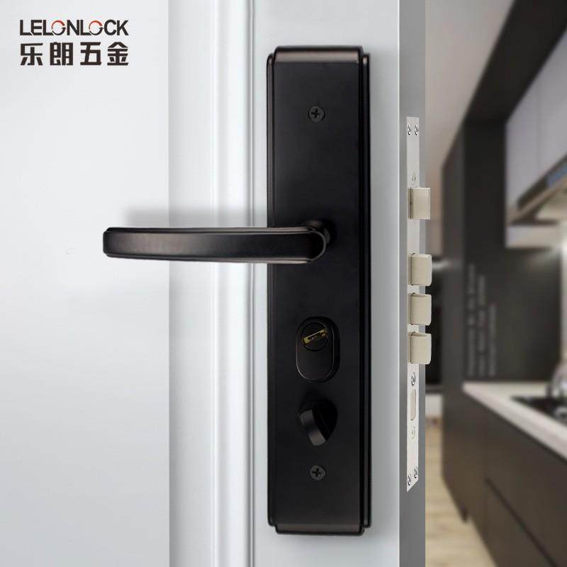 黑色防盗门锁超C级锁芯对开门入户门套锁家用防盗面板大门锁