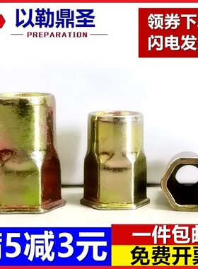 镀彩锌/304不锈钢小沉头半六角拉铆内外六角小头铆螺母M3M4M56810