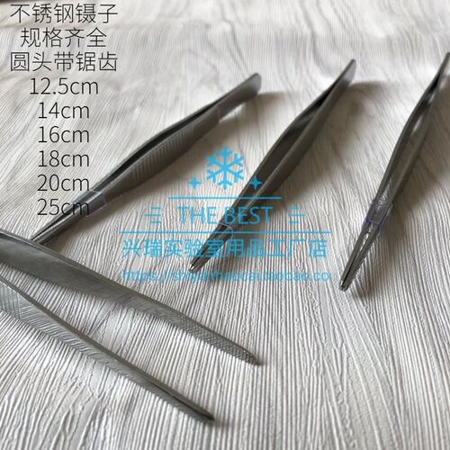 不锈钢镊子12.5 14 16 18 20 25 30cm 带锯齿 规格全 可开票