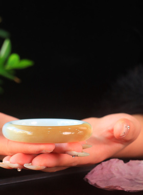 和田玉糖白玉籽料平安镯女款手镯