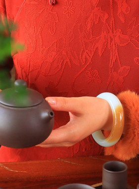 保真新疆和田玉糖白玉手镯平安镯