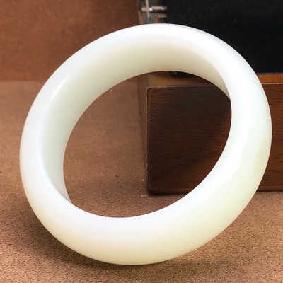 新疆和田玉羊脂白玉平安镯宽版