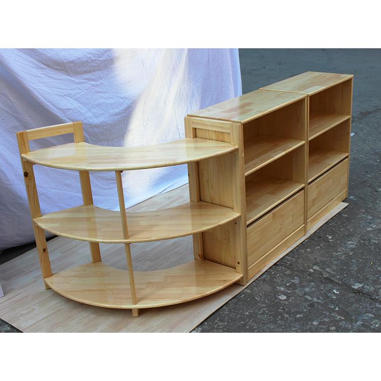 幼儿园收纳置物架实木儿童书架绘本架家用卡通宝宝落地书柜储物