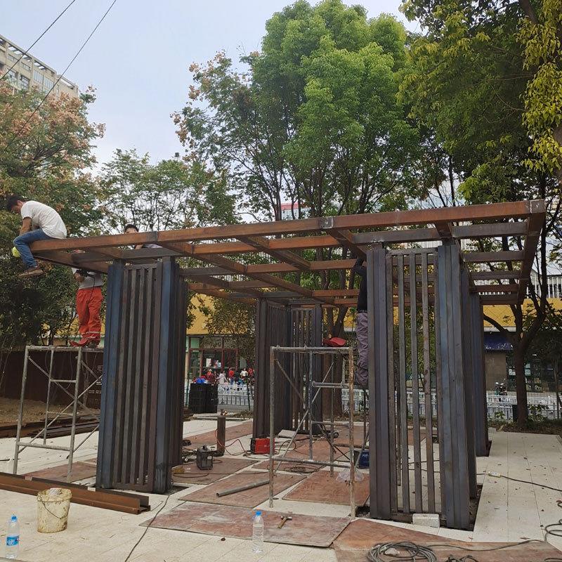 钢结构廊架焊接安装加工上海厂家加工定制钢结构廊架镂空雕刻焊接