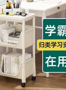 可移动书架置物架儿童玩具收纳架多层家用小推车带轮落地简易书柜