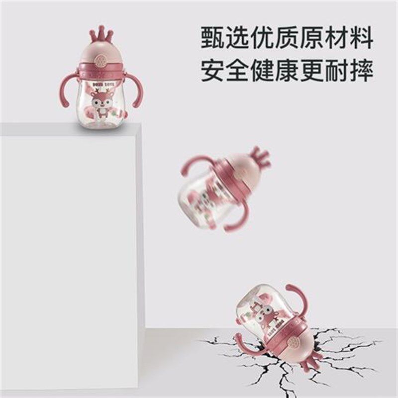 宝宝学饮杯婴幼儿l便携吸管杯防呛防漏喝奶杯儿童防摔重力球水杯