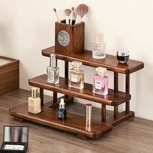 异丽桌面梯形香水置物架实木咖啡杯架木质杯子收纳水杯阶梯展示架