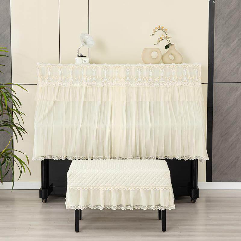 新款欧式钢琴防尘罩半罩蕾丝现代简约钢琴套半包高档钢琴盖布法式