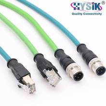 M12连接器以太网线 4芯 D编码 直头航空插头 M12转RJ45网线