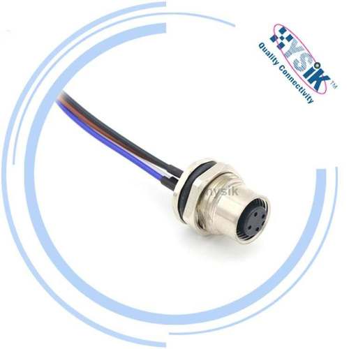 M12传感器 3芯4芯5芯6芯8芯 A编码 面板式母头前锁焊接带线型