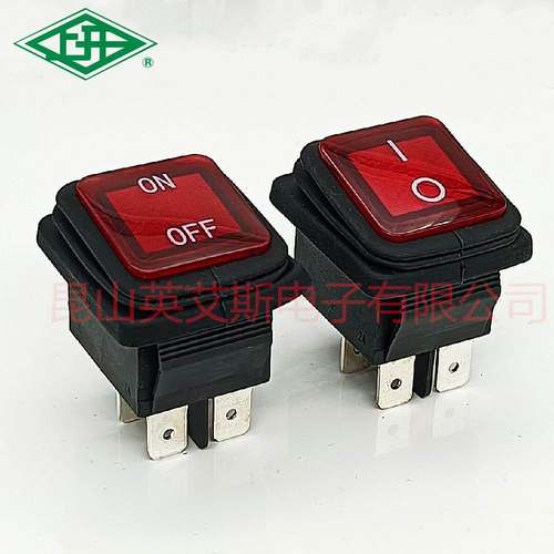 上开红色KCD2-21-FA1A-B-R-03翘板波动开关16A 220V电源开关IP65