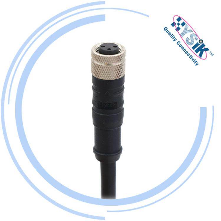 M8连接器 5芯6芯8芯 A编码母头预铸成型防水电缆插头
