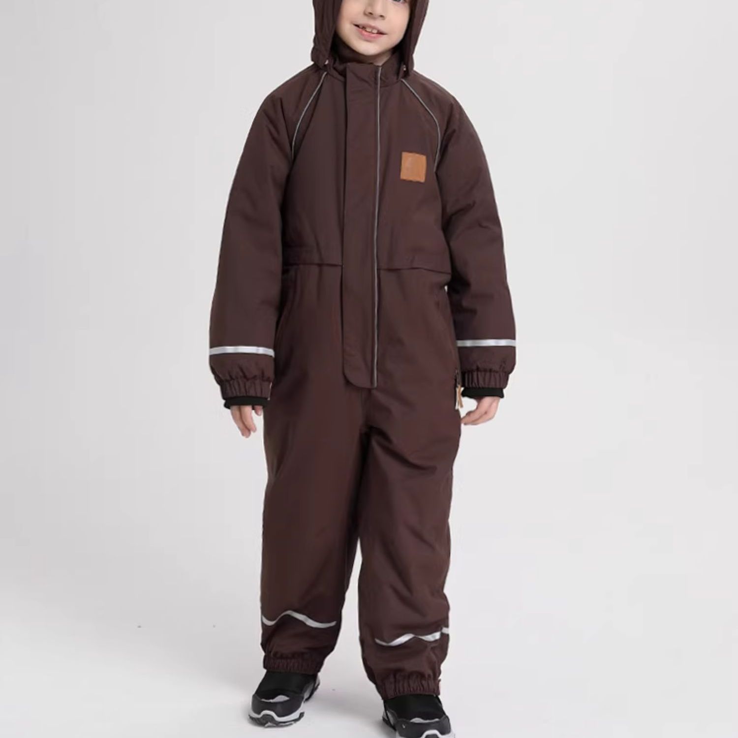 深圳华发滑雪服租赁 南恩儿童棕色小熊连体滑雪服110-120 非卖品