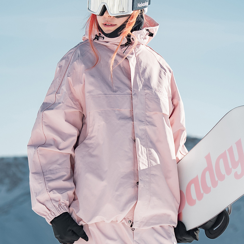 深圳华发滑雪服租赁 nobaday纯粉色滑雪服女XS/S/M码 非卖品