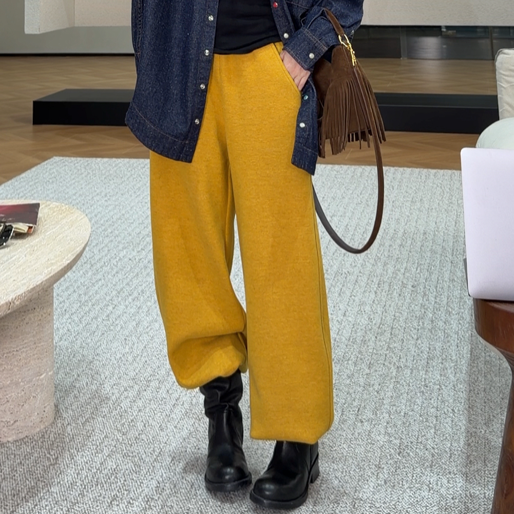 AMAZING IN | 绵羊毛混纺 | 松紧腰阔腿卫裤 A251208-AI5CDTR9866