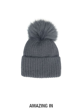 AMAZING IN | 绵羊毛浣熊毛貉子毛球球针织帽A251121-AI5BHT52181