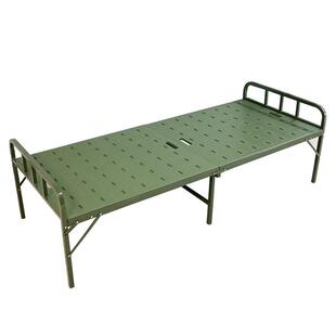 民政救灾钢塑折叠床户外钢塑床可折叠户外野营塑钢床两折钢塑床