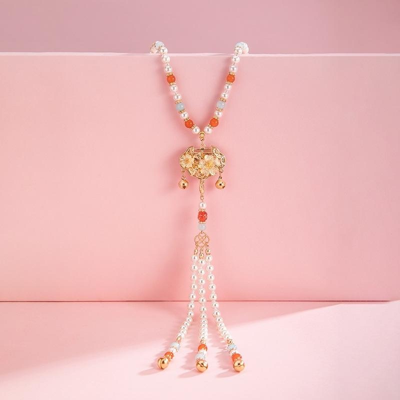 精致宫廷风复古平安锁长款配饰品