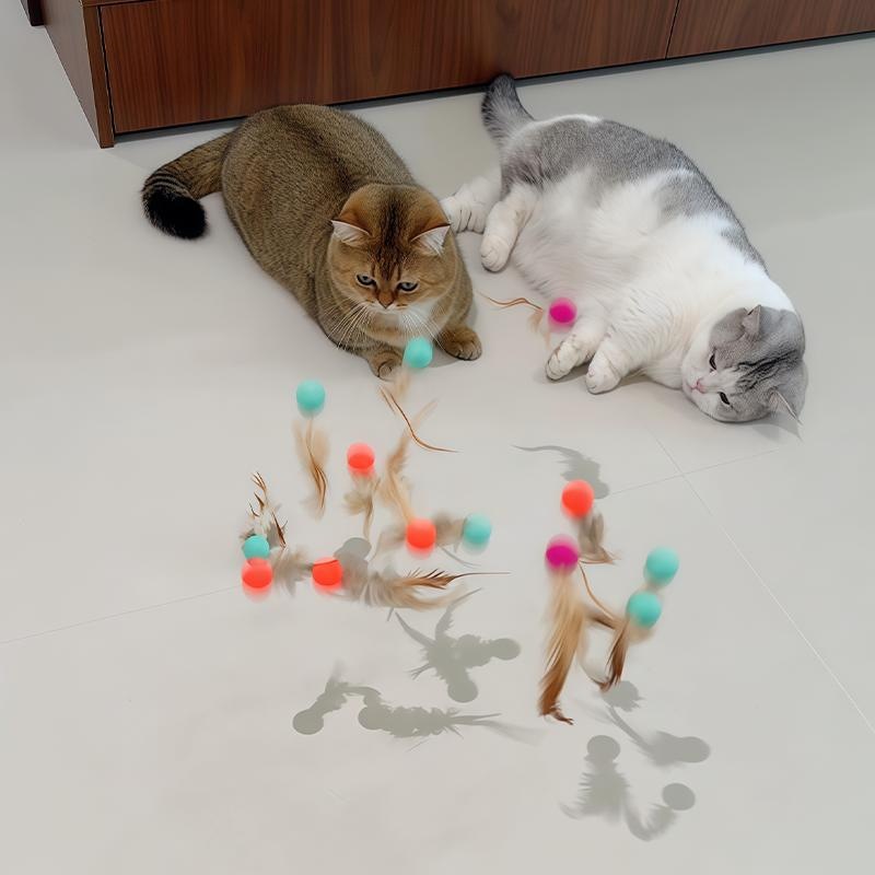 猫咪玩具羽毛弹力球棒球篮球足球