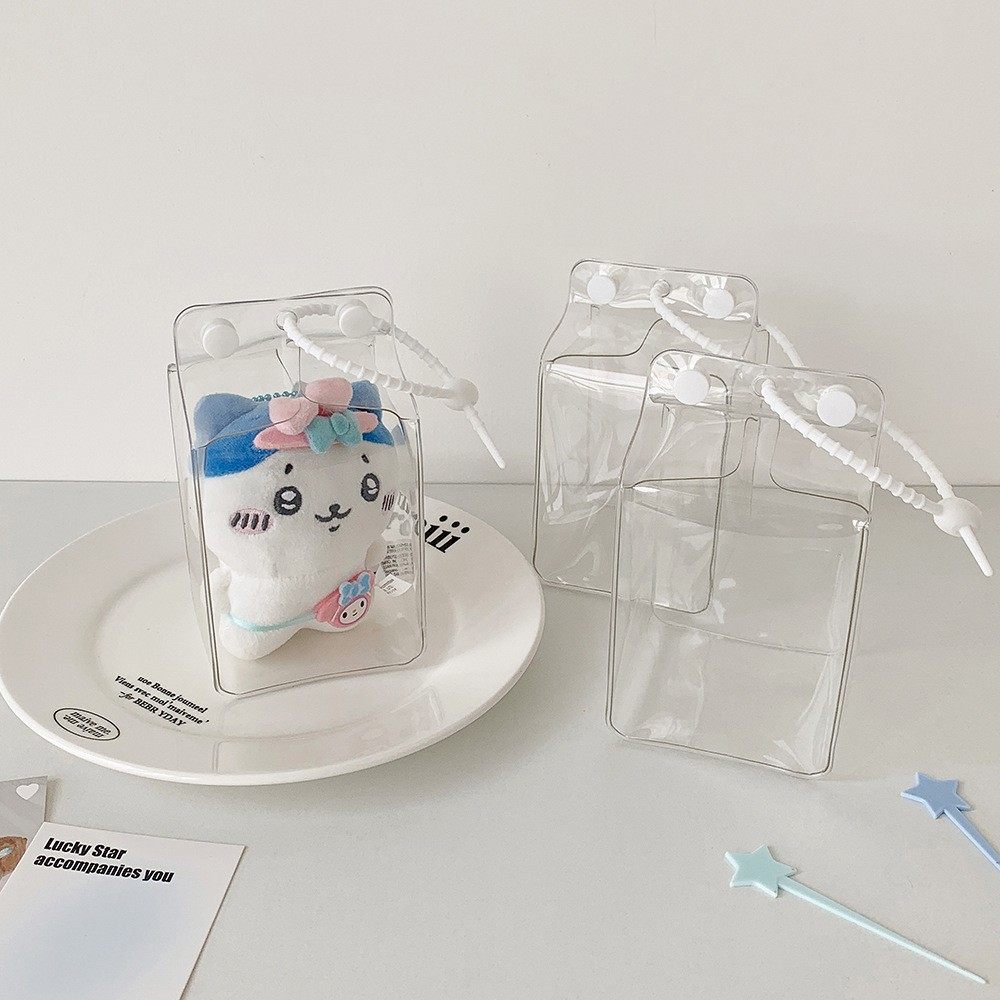 牛奶盒透明PVC娃包防尘棉花娃娃