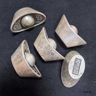 大元宝收藏进宝古玩银道具仿古元宝镀白铜装饰品银锭清库摆件实心