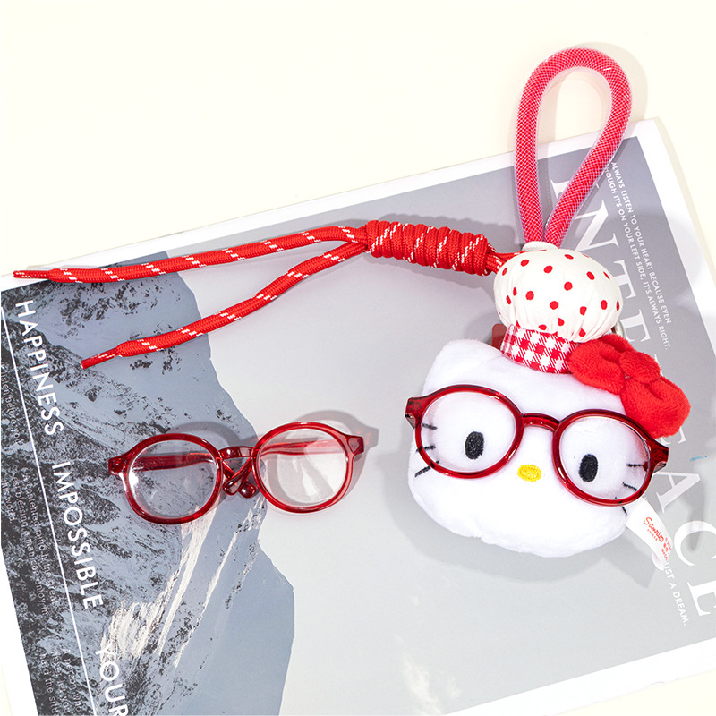 钩织玩偶配件KT猫材料眼镜装饰小