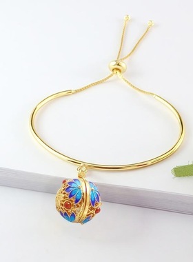 精致玲珑蓝色荷花可打开香囊球香丸香薰手链