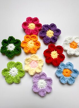 手工钩织小花毛线编织服装辅料