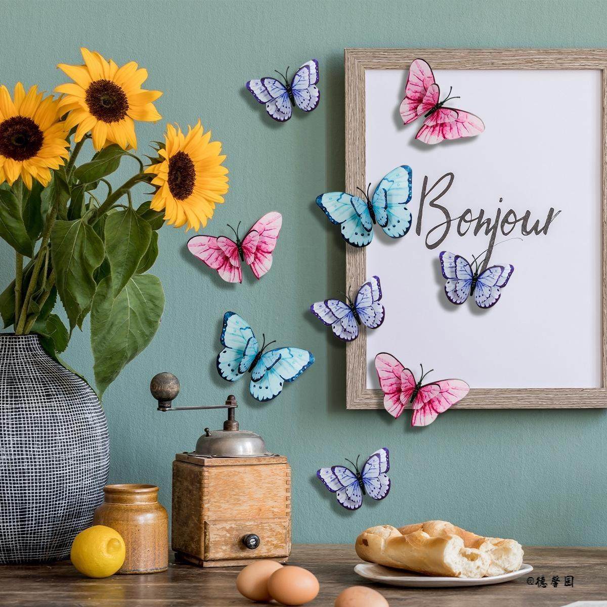 鲜花包墙贴立体蝴蝶贴diy装饰画墙纸家居造型摄影活动鲜花配饰,节庆用品/礼品,交车蝴蝶结,淘宝优惠券,粉丝福利购,淘宝优惠卷