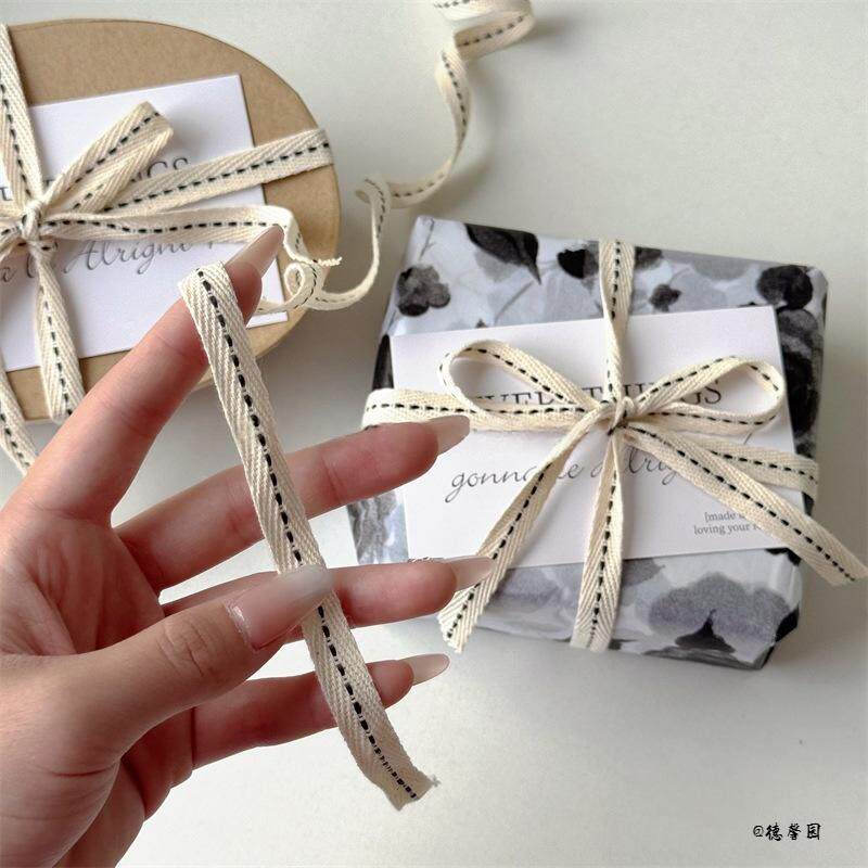 高级感黑色虚线丝带ins风花束蝴蝶结织带蛋糕DIY礼物包装装饰绑绳