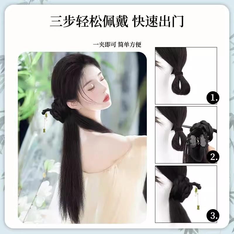 新中式假发马尾女轻国风直发古风