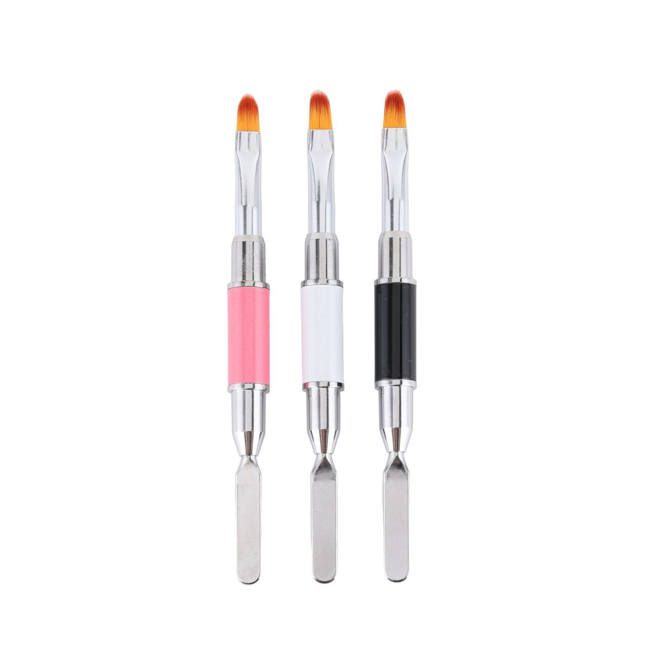 圆头压花双头取胶笔美甲工具两用平口雕花笔带钢推多功能晕染便捷