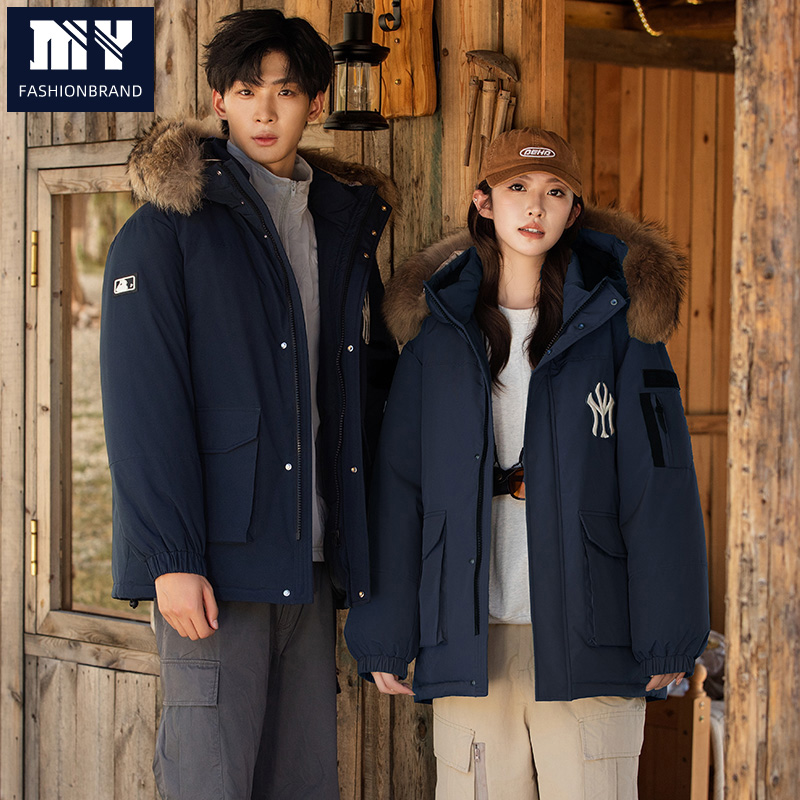 新品保暖潮牌限定男女同款防风加厚情侣外套派克羽绒服ZH